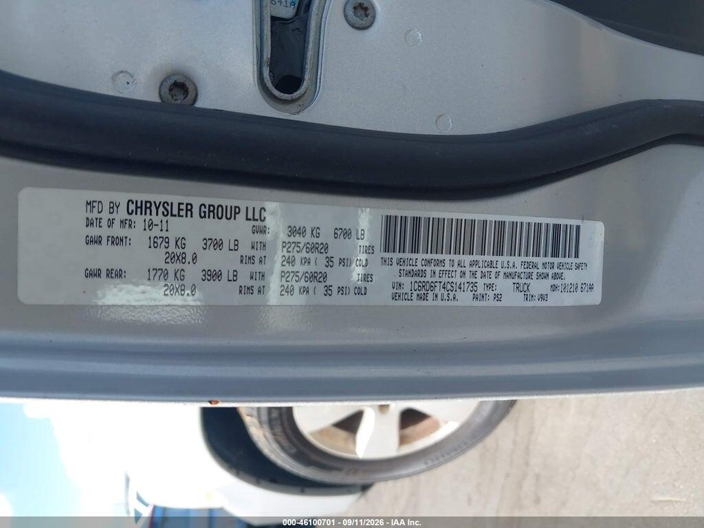1C6RD6FT4CS141735 2012 RAM 1500 photo no. 9