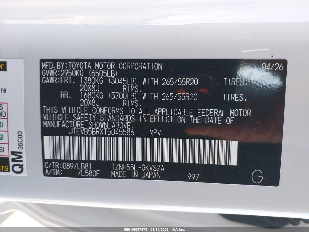 JTEVB5BRXT5045586 2026 TOYOTA 4RUNNER photo no. 9
