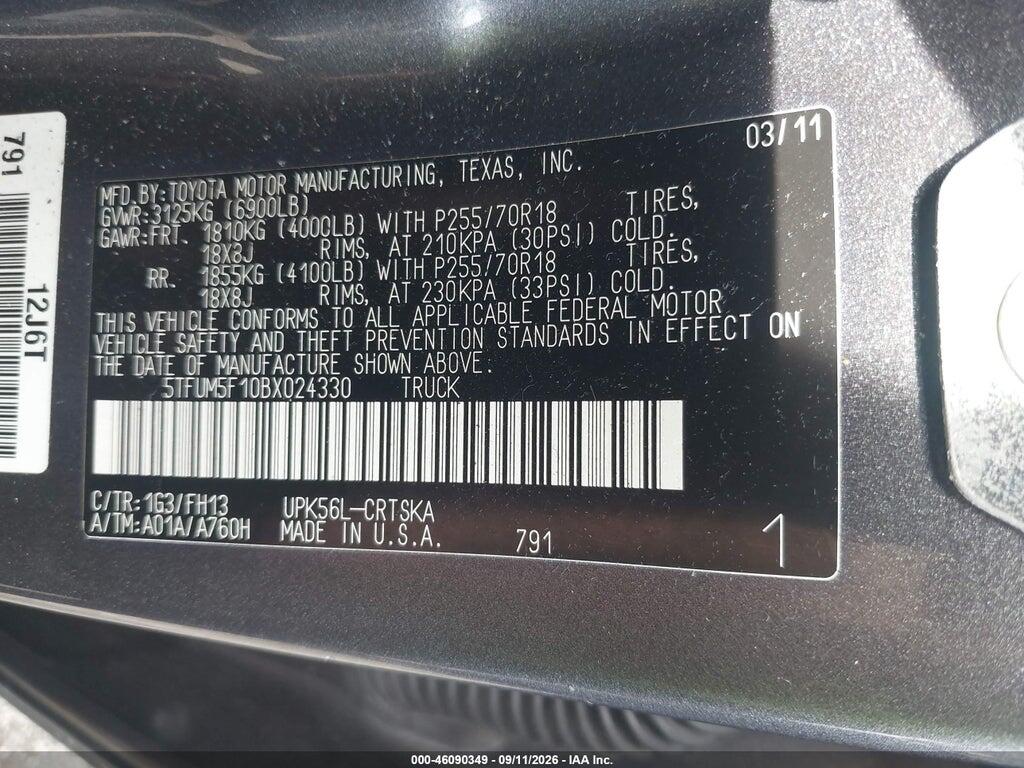 5TFUM5F10BX024330 2011 TOYOTA TUNDRA photo no. 9