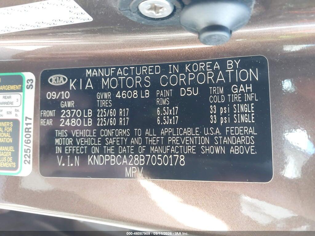 KNDPBCA28B7050178 2011 KIA SPORTAGE photo no. 9