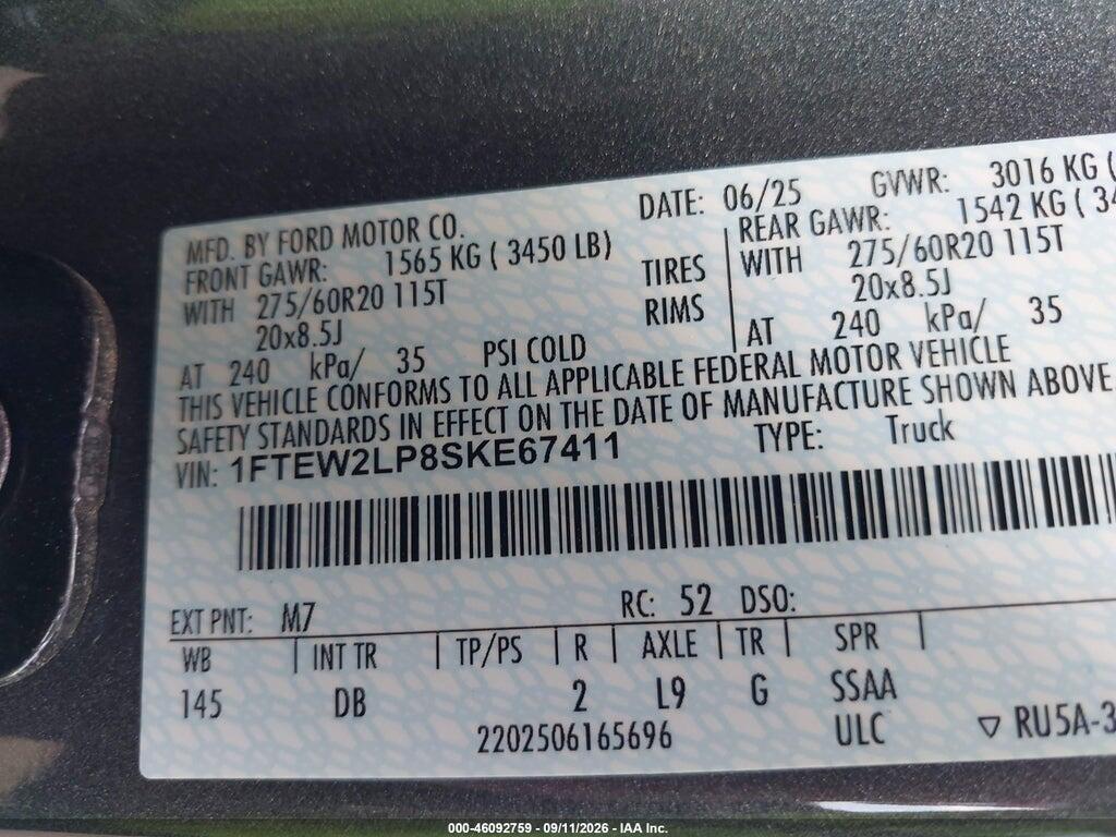 1FTEW2LP8SKE67411 2025 FORD F-150 photo no. 9