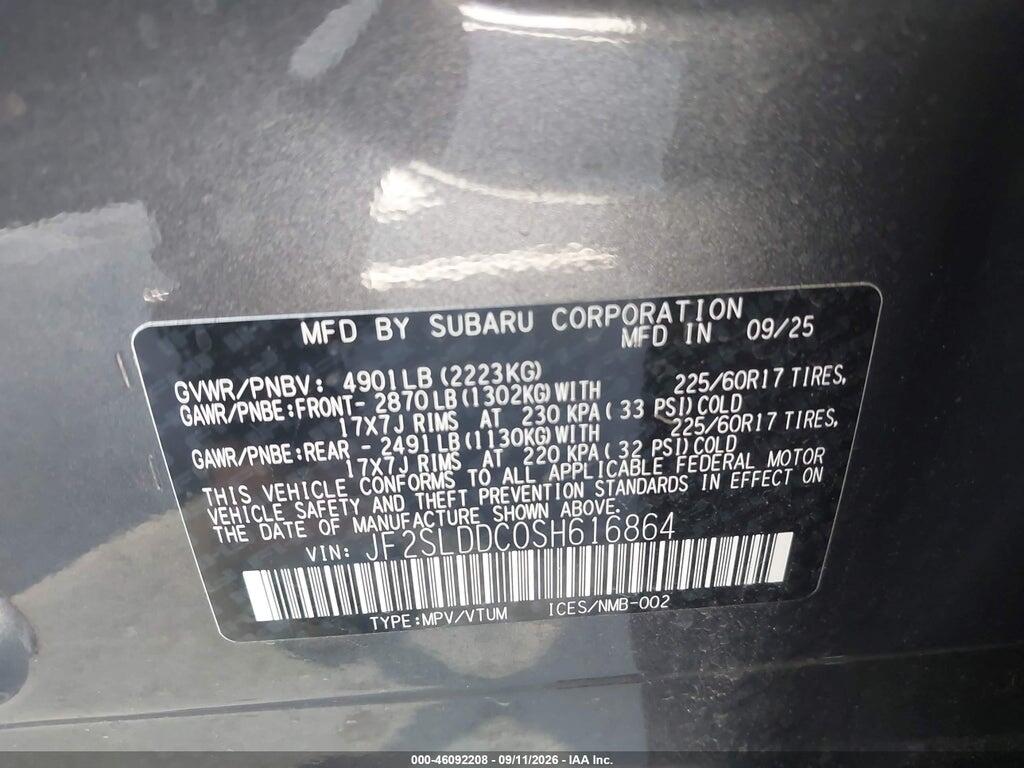 JF2SLDDC0SH616864 2025 SUBARU FORESTER photo no. 9