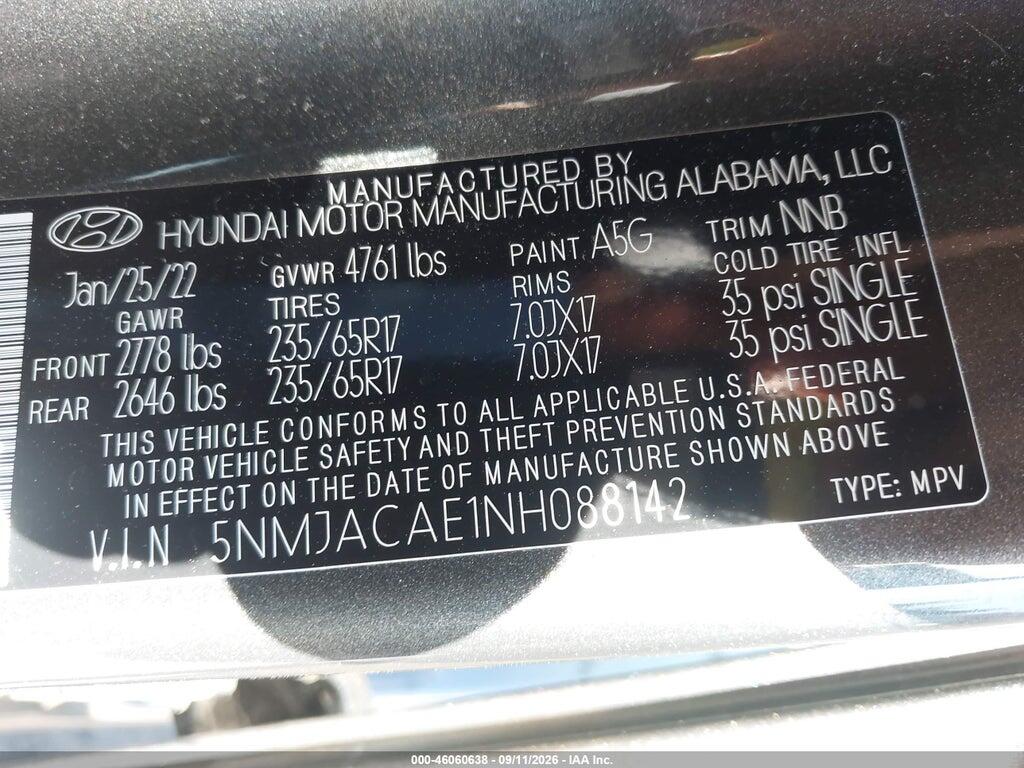 5NMJACAE1NH088142 2022 HYUNDAI TUCSON photo no. 9