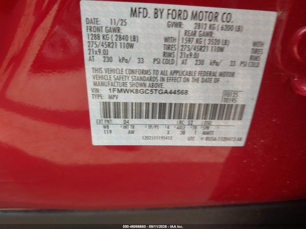 1FMWK8GC5TGA44568 2026 FORD EXPLORER photo no. 9