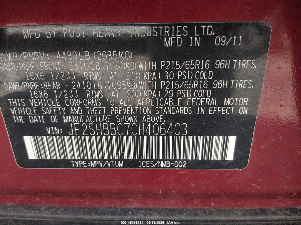JF2SHBBC7CH406403 2012 SUBARU FORESTER photo no. 9