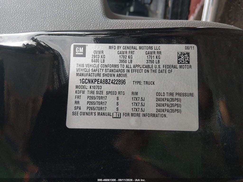 1GCNKPEA8BZ422896 2011 CHEVROLET SILVERADO 1500 photo no. 9