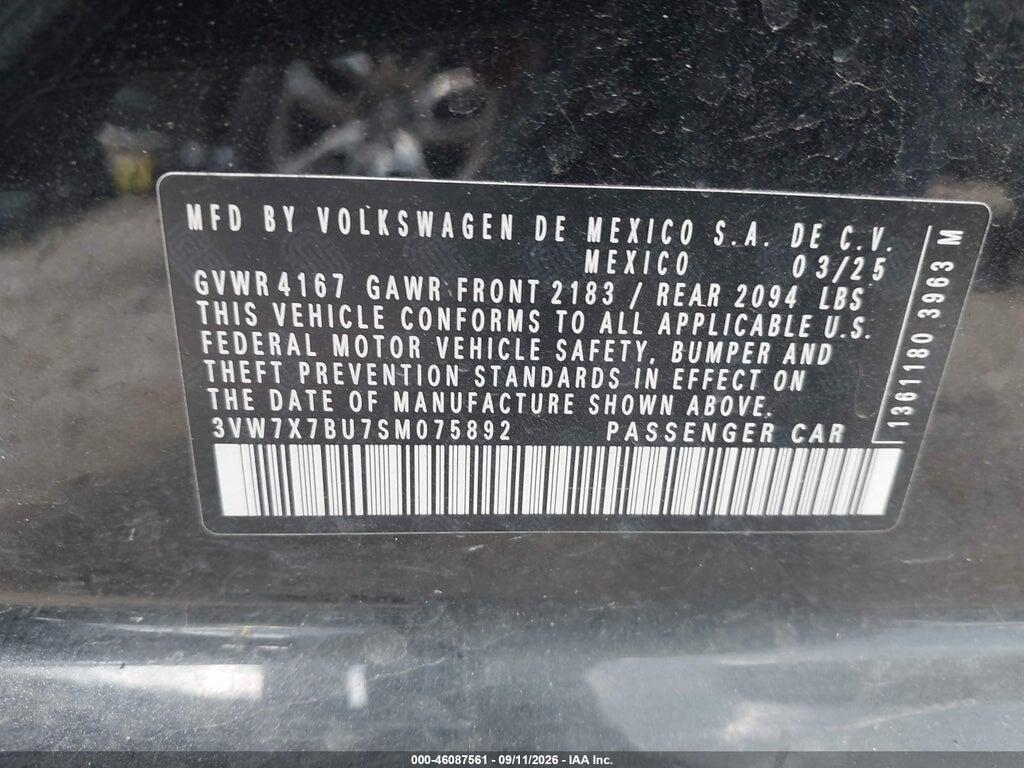 3VW7X7BU7SM075892 2025 VOLKSWAGEN JETTA photo no. 9