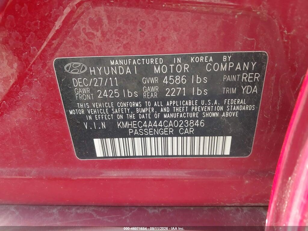 KMHEC4A44CA023846 2012 HYUNDAI SONATA HYBRID photo no. 9