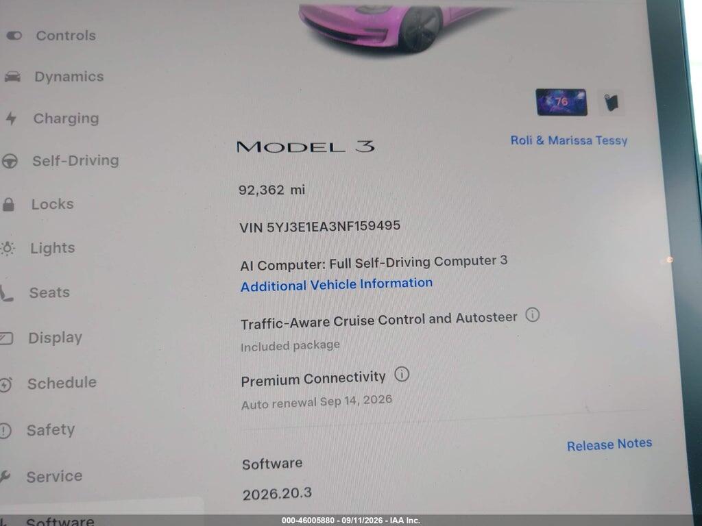 5YJ3E1EA3NF159495 2022 TESLA MODEL 3 photo no. 7