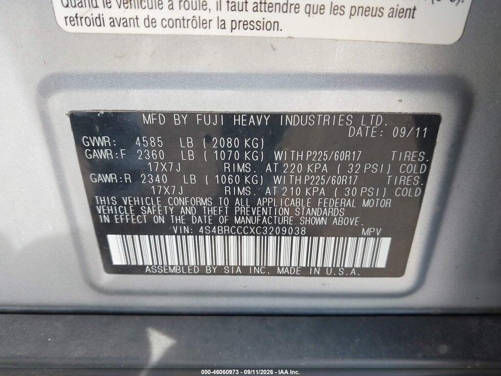 4S4BRCCCXC3209038 2012 SUBARU OUTBACK photo no. 9