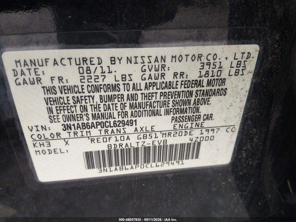 3N1AB6AP0CL629491 2012 NISSAN SENTRA photo no. 9