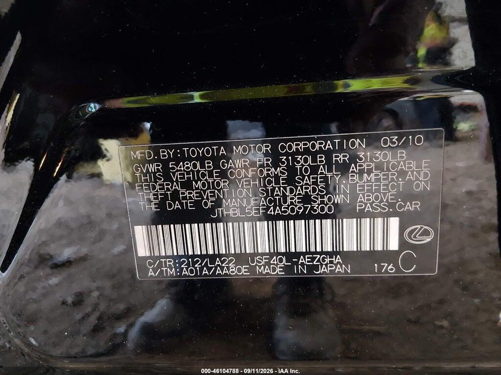 JTHBL5EF4A5097300 2010 LEXUS LS 460 photo no. 9