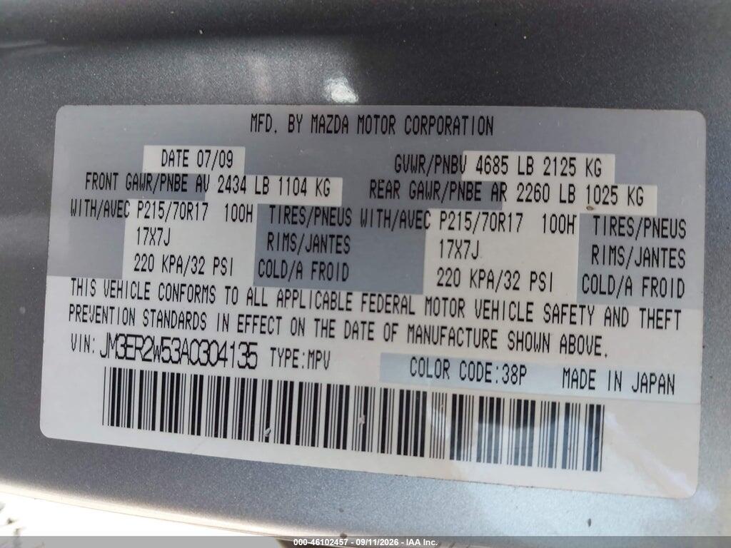 JM3ER2W53A0304135 2010 MAZDA CX-7 photo no. 9