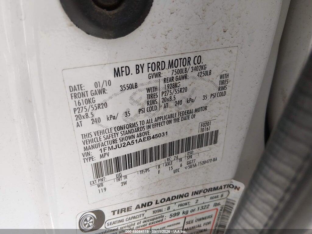 1FMJU2A51AEB45031 2010 FORD EXPEDITION photo no. 9