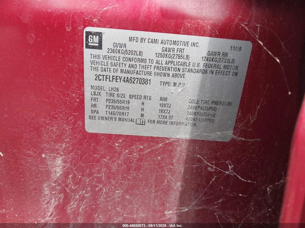 2CTFLFEY4A6270381 2010 GMC TERRAIN photo no. 9