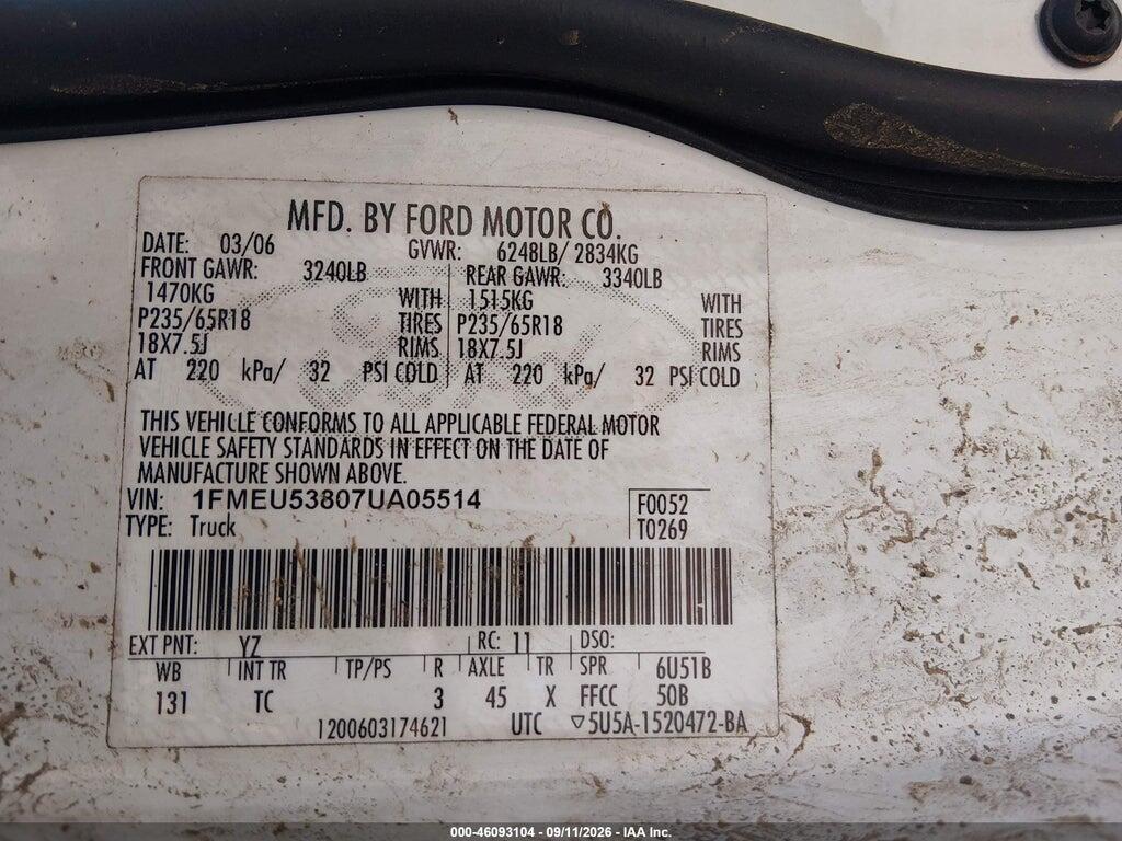 1FMEU53807UA05514 2007 FORD EXPLORER SPORT TRAC photo no. 9