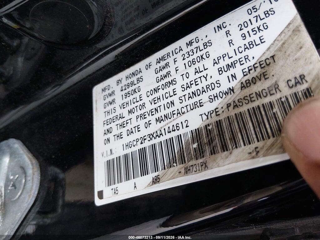 1HGCP2F3XAA144612 2010 HONDA ACCORD photo no. 9