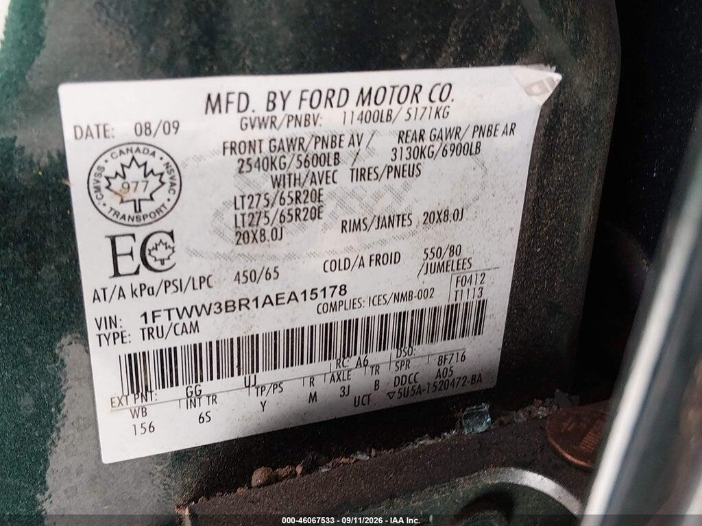 1FTWW3BR1AEA15178 2010 FORD F-350 photo no. 9