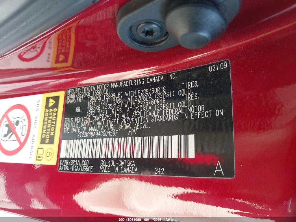 2T2ZK1BA9AC001597 2010 LEXUS RX 350 photo no. 9