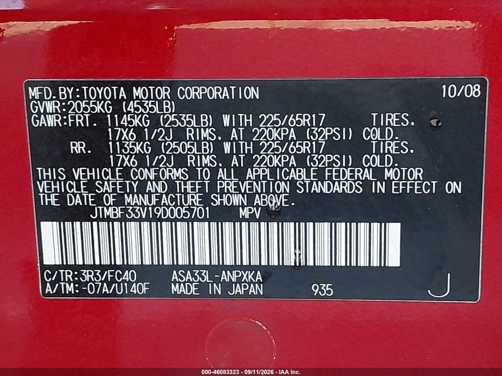 JTMBF33V19D005701 2009 TOYOTA RAV4 photo no. 9