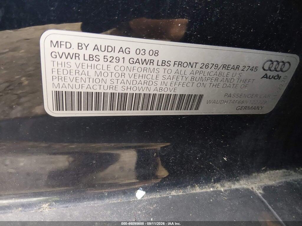 WAUDH74F68N122729 2008 AUDI A6 photo no. 9
