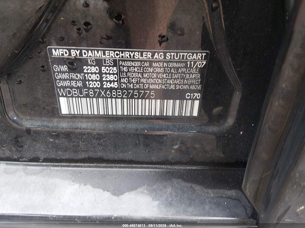 WDBUF87X68B275775 2008 MERCEDES-BENZ E 350 photo no. 9