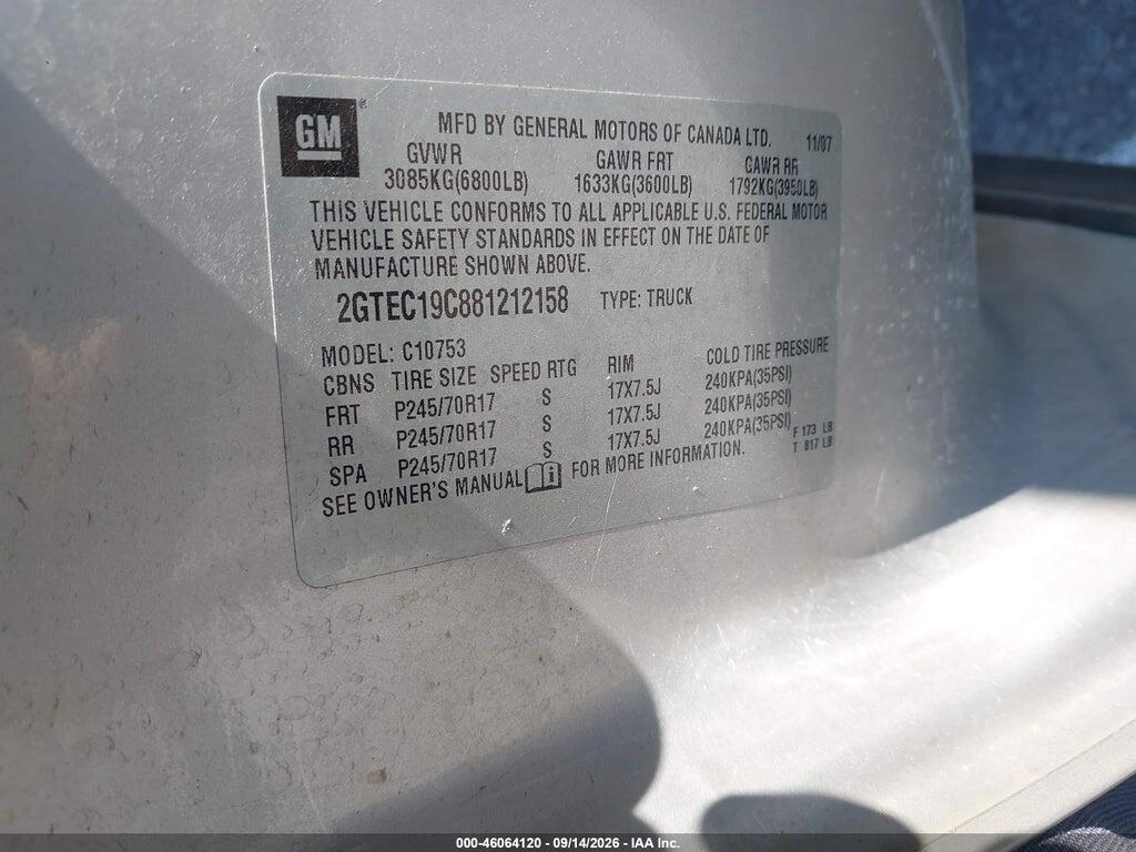 2GTEC19C881212158 2008 GMC SIERRA 1500 photo no. 9