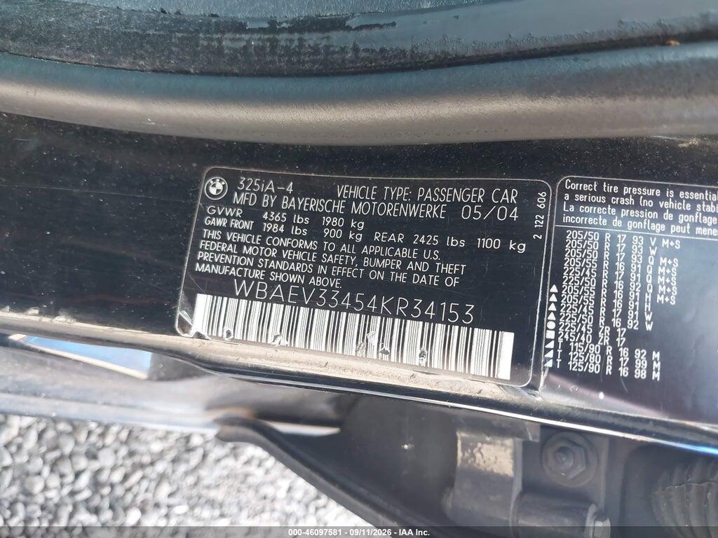 WBAEV33454KR34153 2004 BMW 325I photo no. 9