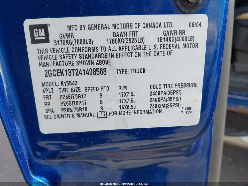2GCEK13T241408568 2004 CHEVROLET SILVERADO 1500 photo no. 9