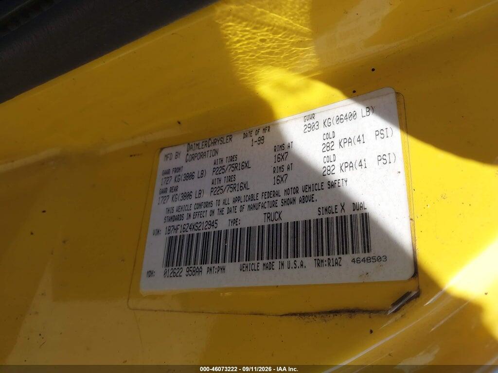 1B7HF16Z4XS212945 1999 DODGE RAM 1500 photo no. 9
