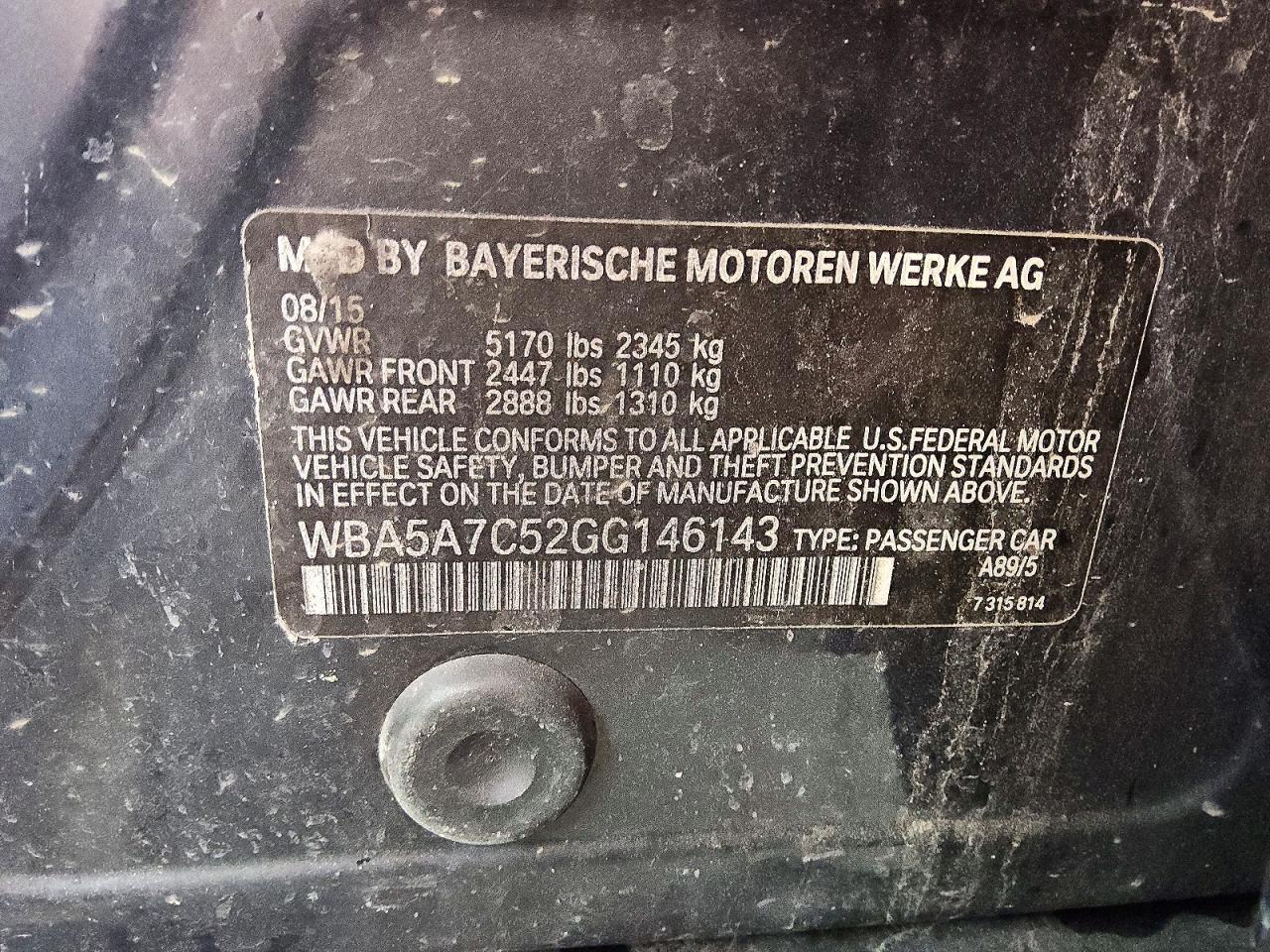 WBA5A7C52GG146143 2016 BMW 528 photo no. 12