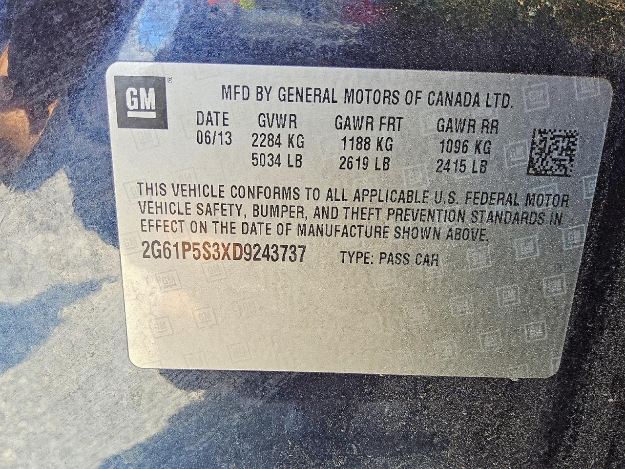 2G61P5S3XD9243737 2013 CADILLAC XTS photo no. 12
