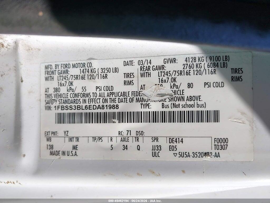 1FBSS3BL6EDA81988 2014 FORD E-350 SUPER DUTY photo no. 9