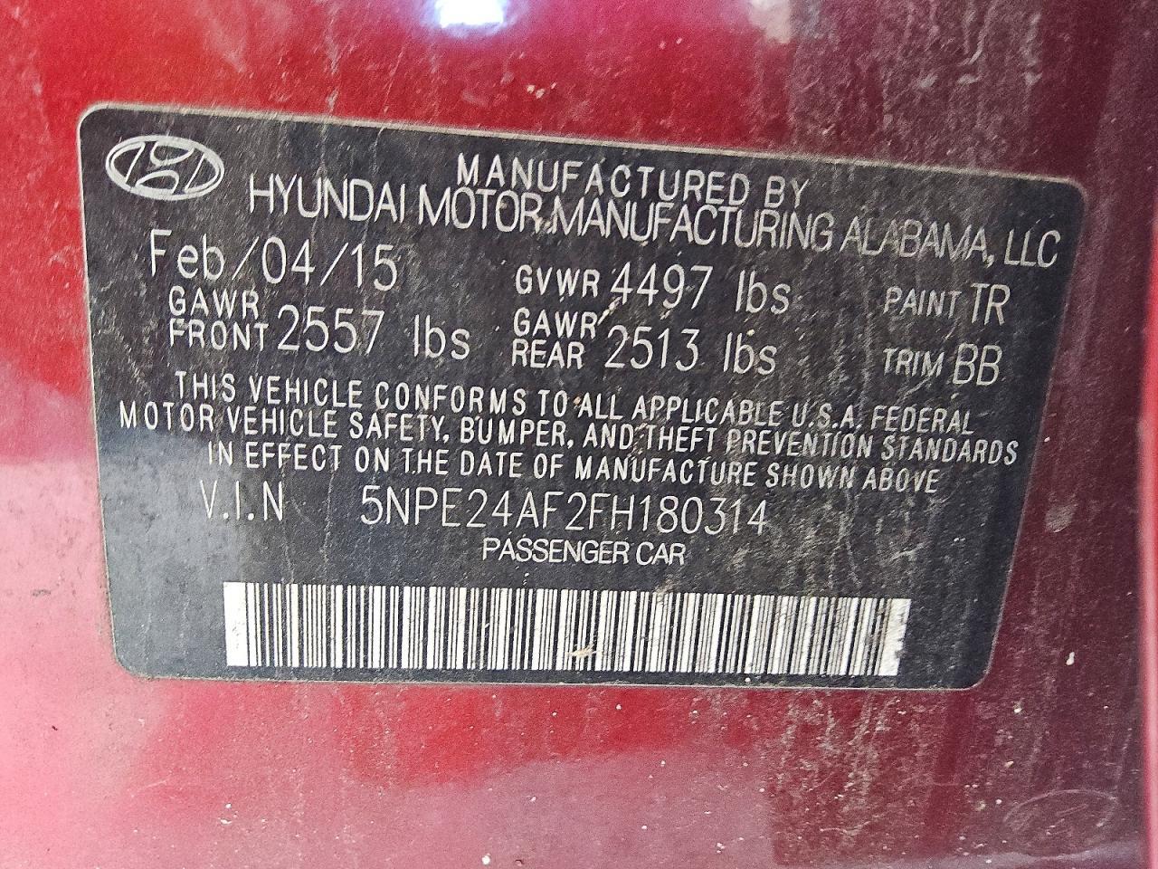 5NPE24AF2FH180314 2015 HYUNDAI SONATA photo no. 12