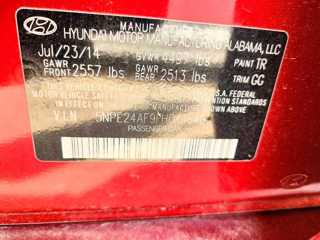 5NPE24AF9FH044648 2015 HYUNDAI SONATA photo no. 12