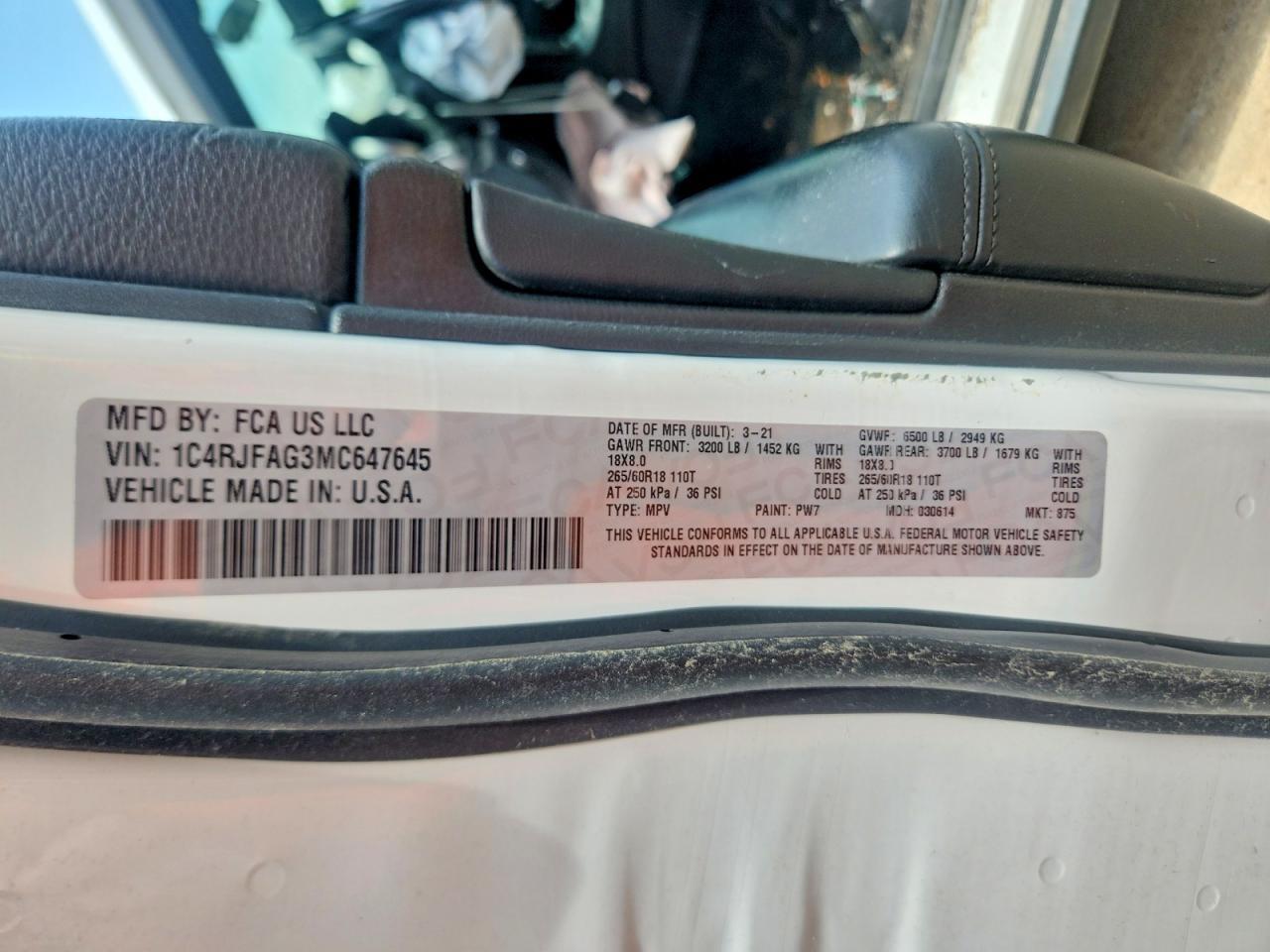 1C4RJFAG3MC647645 2021 JEEP GRAND CHEROKEE photo no. 12