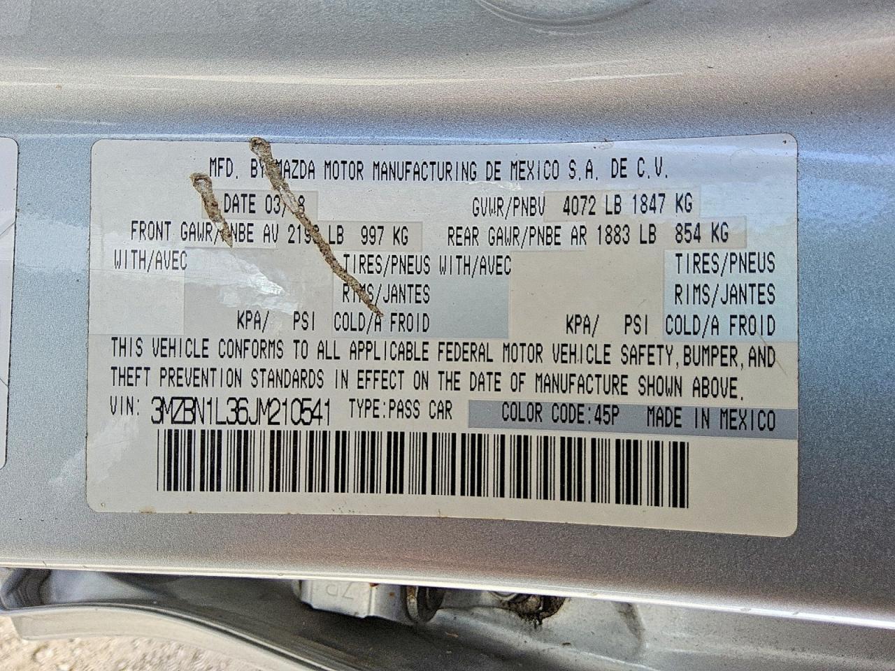 3MZBN1L36JM210541 2018 MAZDA 3 photo no. 12