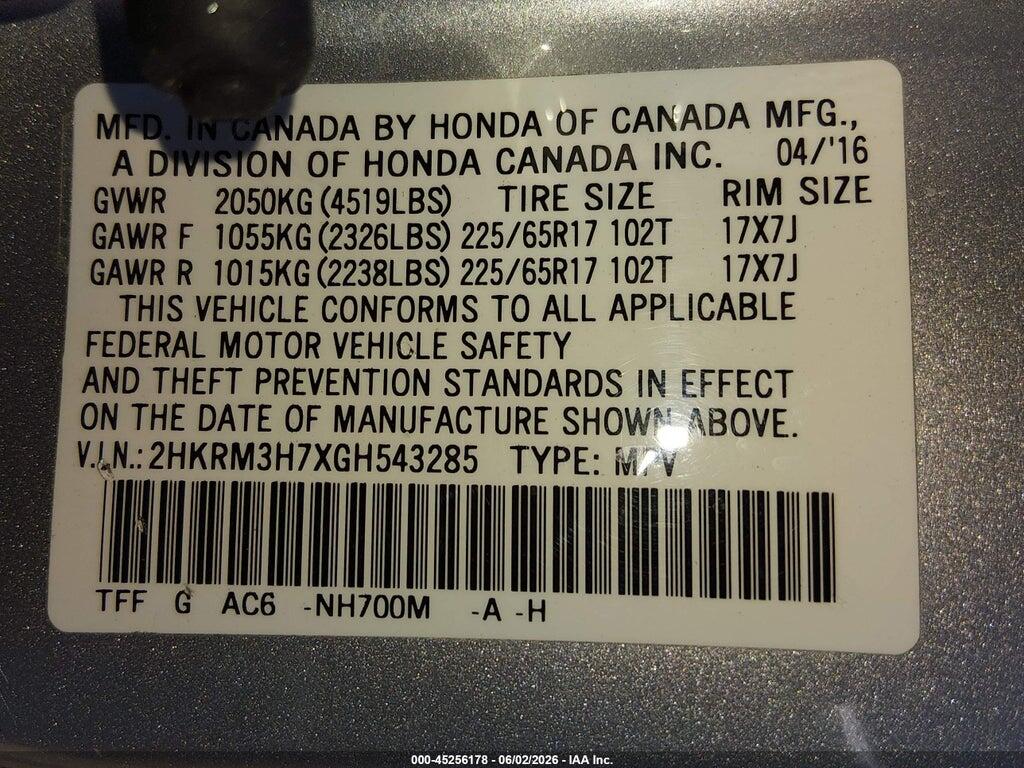 2HKRM3H7XGH543285 2016 HONDA CR-V photo no. 9