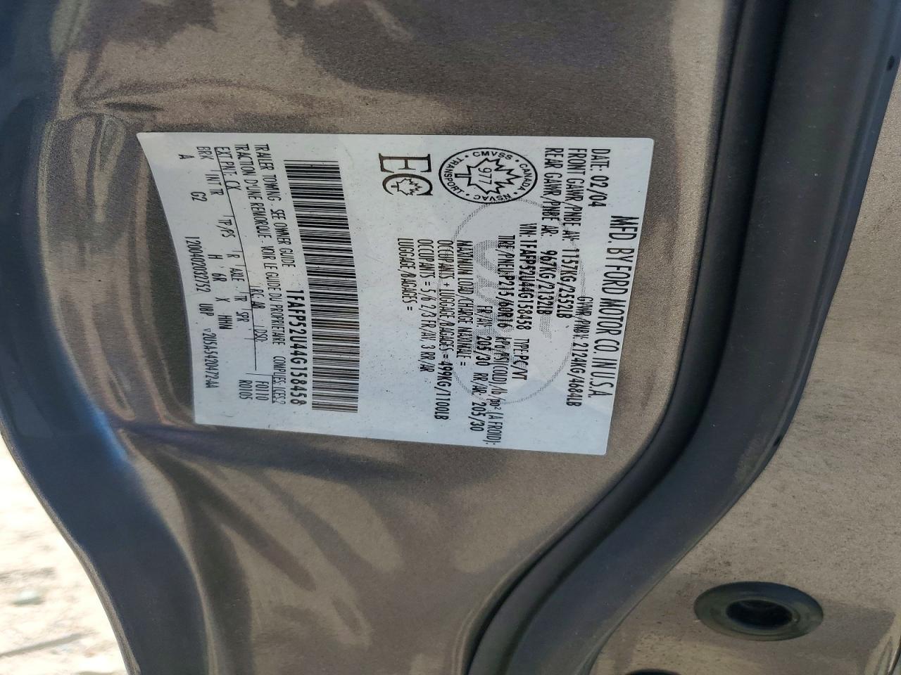 1FAFP52U44G158458 2004 FORD TAURUS photo no. 12