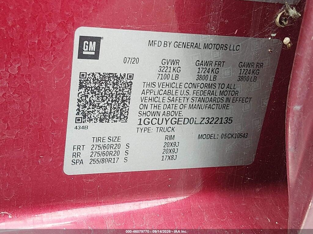 1GCUYGED0LZ322135 2020 CHEVROLET SILVERADO 1500 photo no. 9