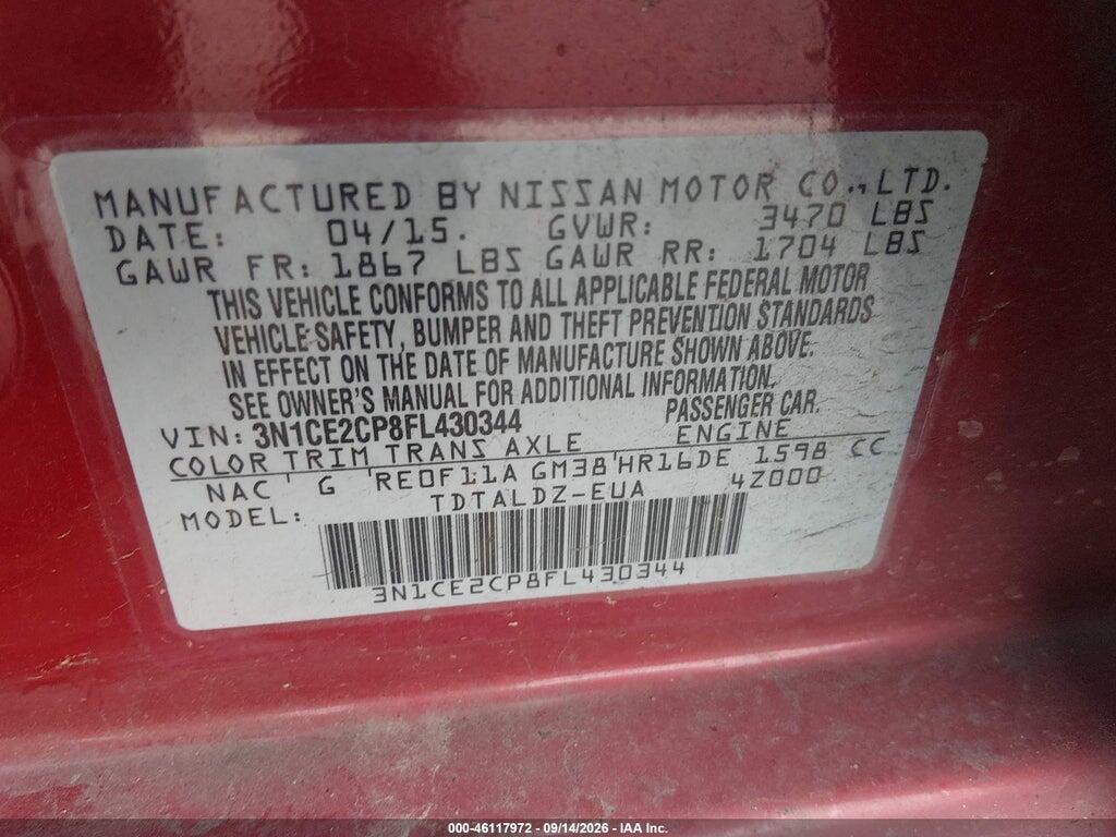 3N1CE2CP8FL430344 2015 NISSAN VERSA NOTE photo no. 9