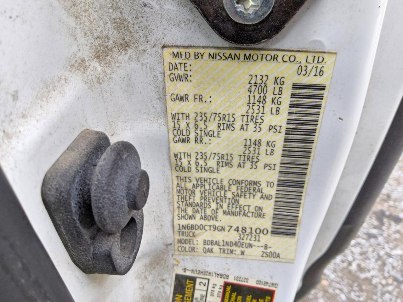 1N6BD0CT9GN748100 2016 NISSAN FRONTIER photo no. 12