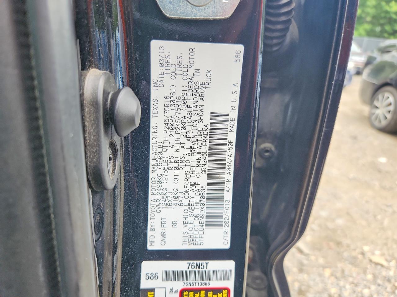 5TFLU4EN9DX070638 2013 TOYOTA TACOMA photo no. 12