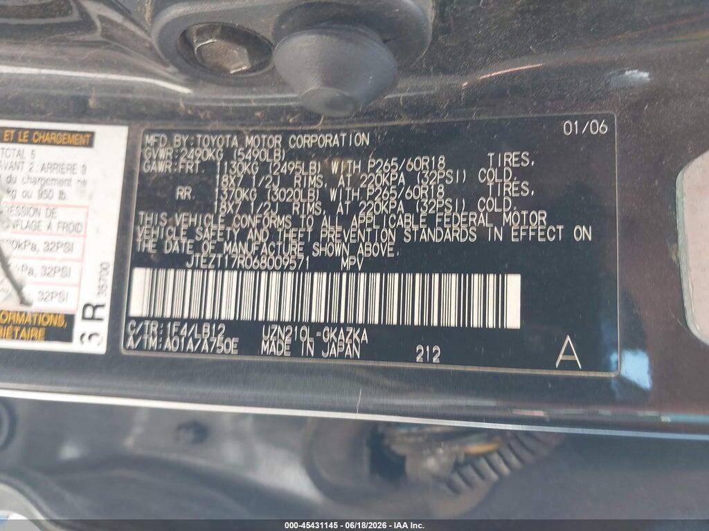 JTEZT17R068009571 2006 TOYOTA 4RUNNER photo no. 9
