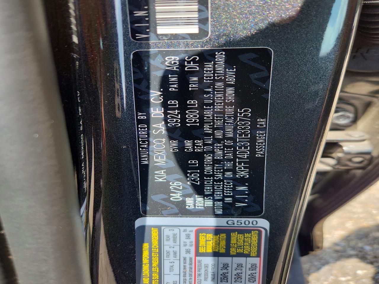 3KPFT4DE3TE333755 2026 KIA K4 photo no. 12