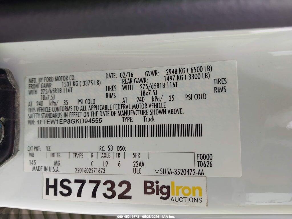 1FTEW1EP8GKD94555 2016 FORD F-150 photo no. 9