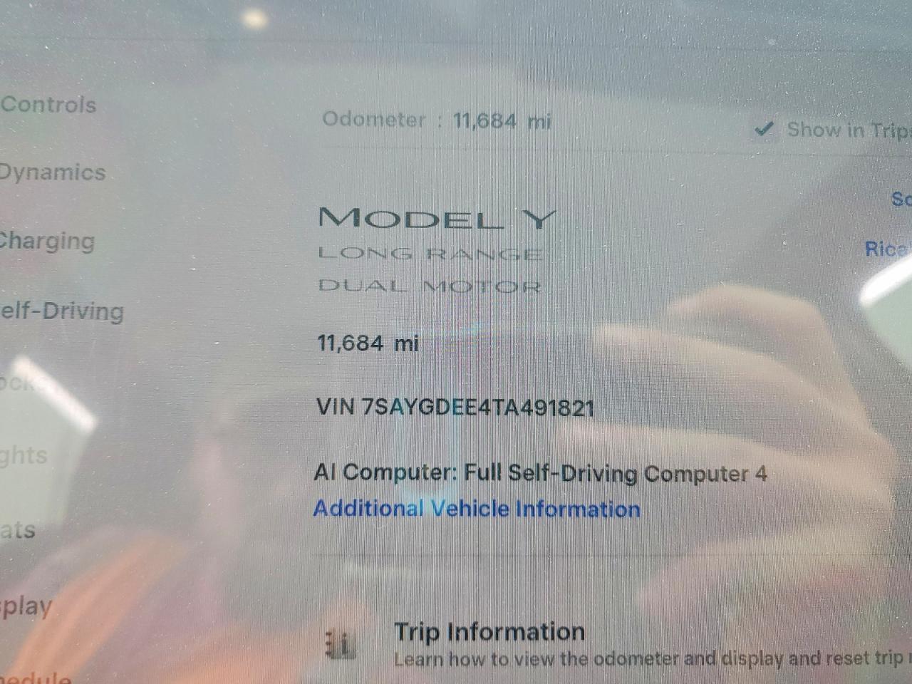 7SAYGDEE4TA491821 2026 TESLA MODEL Y photo no. 9