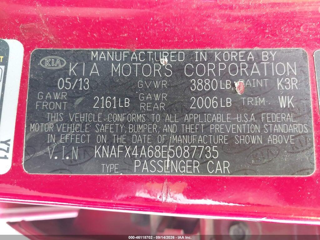 KNAFX4A68E5087735 2014 KIA FORTE photo no. 9