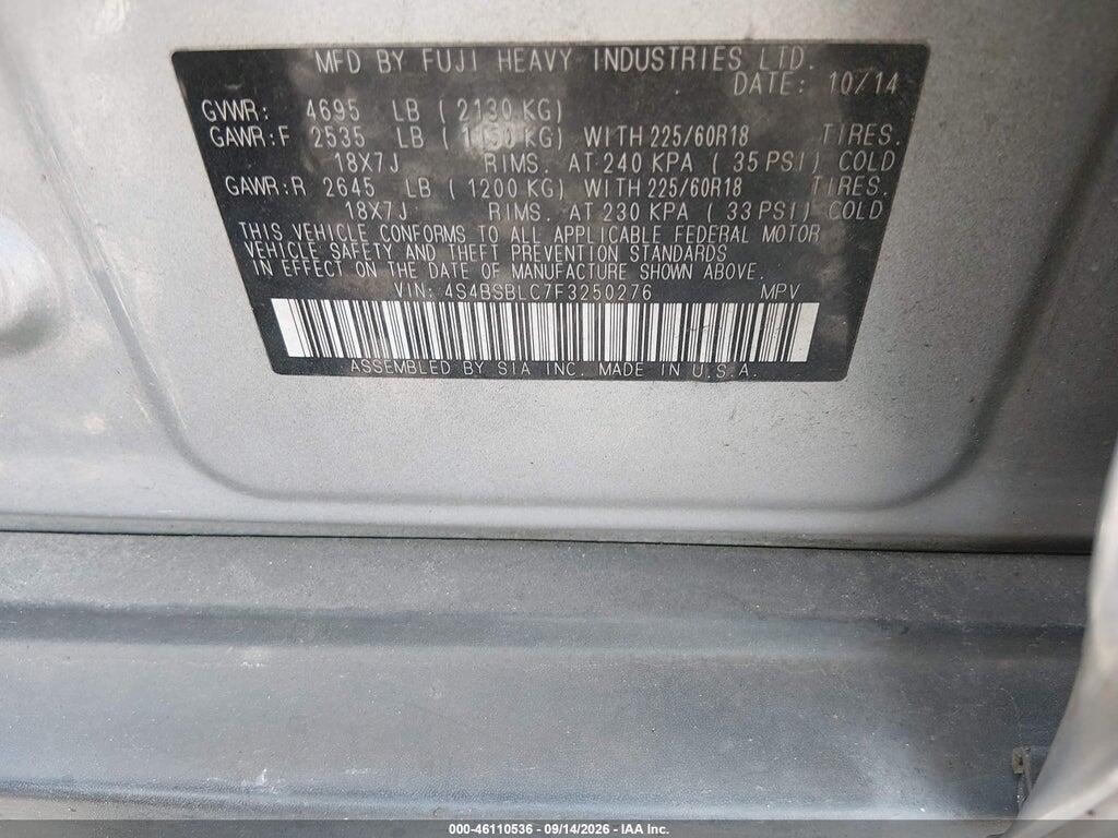 4S4BSBLC7F3250276 2015 SUBARU OUTBACK photo no. 9