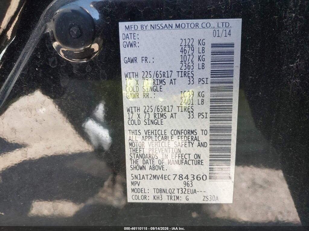 5N1AT2MV4EC784360 2014 NISSAN ROGUE photo no. 9